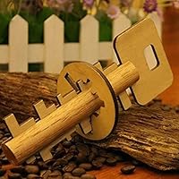 Asdf586io 3D Wooden Brain Teaser Puzzle Kong Ming Key Lock Educational Kids Adults Toy