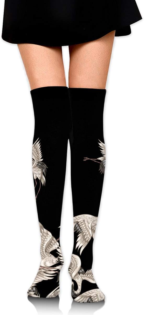 QG ZZX Apanese Cranes Poses Womens' Knee High Socks Novelty Compression Stockings for Running Sports Soccer Socks Stocking for Women