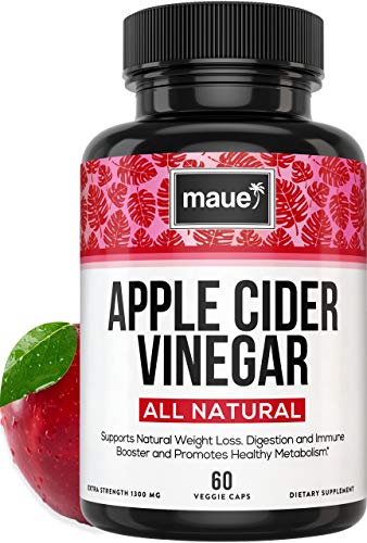 Extra-Strength Apple Cider Vinegar Capsules 1300mg | 100% Natural Weight Loss Pills, Diet Supplement, Appetite Suppressant & Fat Burner | Lose Weight, Detox & Cleanse | Metabolism Booster | Pack of 60