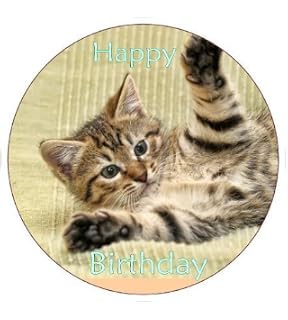 12 Chaton Gris Chat Papier De Riz Fée Petits Gâteaux 40mm
