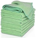 VibraWipe Microfiber Cleaning Cloths - All Green Pack, 8 Pieces. Color Options Available. 14.2 in x 14.2 in. Highly Absorbent, Lint Free and Streak Free, Wash Cloth for Kitchen, Car, Window