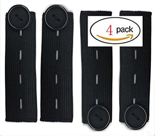 Elastic Pants Waist Extender 4-Pack - Strong Adjustable Pant Button Extenders Clothiers