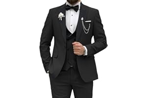 Wangyue Men's Tuxedo Suit 3 Piece Slim Fit Suit for Men Tuxedo for Men Wedding Party Dinner Prom