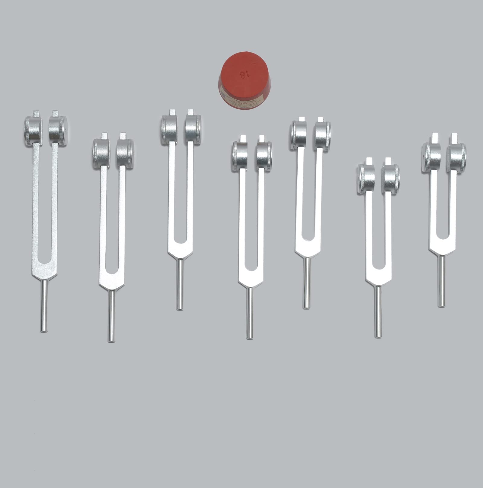 Tuningforkshop 7 Pc Chakra Weighted Tuning Fork for Healing with Activator+Pouch