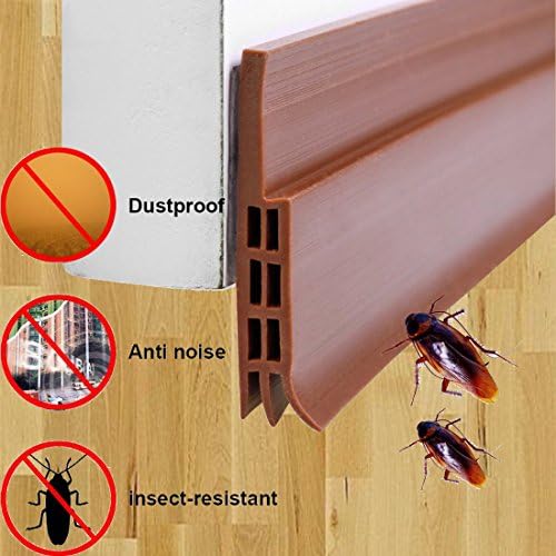 Adhesive Door Bottom,Bagvhandbagro Under Door Sweep Weather Stripping,2" Width x 39" Length Seal Strip door draft stopper,for Anti-Noise,Anti-dust,Kill insects (brown)