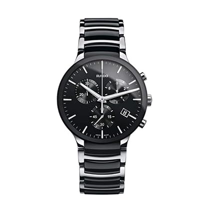 Rado Centrix Chronograph Ceramic Silver Watch for Men(Black Dial,R30130152)