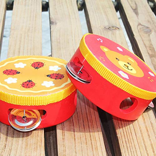 millet16zjh Cartoon Wooden Handheld Tambourine Jingle Percussion Musical Instrument Kids Toy - Random Style