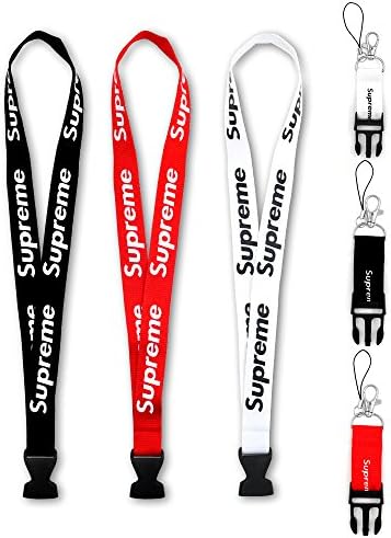 Toufftek,Lanyard 3 Pack Fashion Neck Lanyard for Keys Phones Keychains Bags Accessories- Red Black and White with Quick Release Buckle