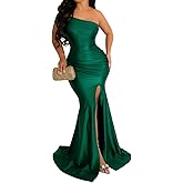 HRESSLBD Womens Off Shoulder Sexy V Neck High Split Long Maxi Dress, Formal Cocktail Party Evening Gown Mermaid Dress