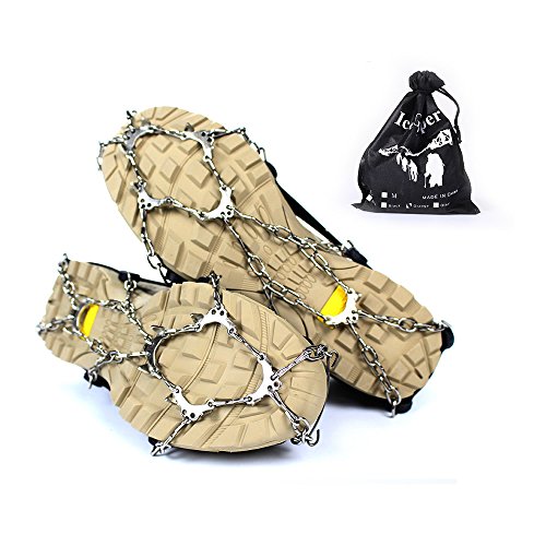 10 teeth universal ice grip anti-slip shoe cover with stainless claw for outdoor activities,Hiking,climbing,Hunting,Fishing and Snow weather (Black, M) - Thumbnail 7