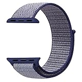For Apple Watch Band 42MM Or 38MM Nylon Soft Breathable Nylon I Watch Replacement Band Sport Loop for Apple Watch Series 3/2/1 (Midnight Blue Sport Loop, For Wpple Watch 42MM)