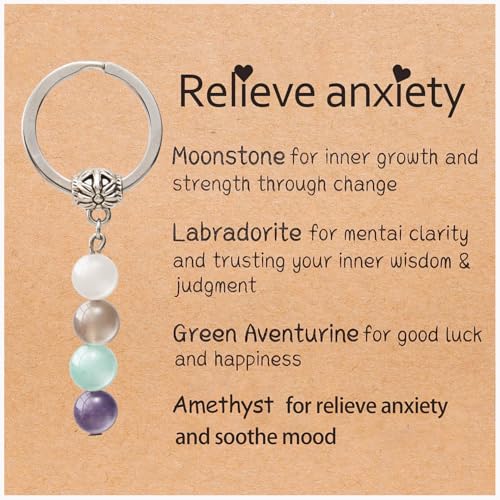 RQAYE Natural Crystals Keychain Gift Small gifts Healing Stones Keychain Gifts Good luck gifts Inspirational gifts for women