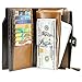 Itslife Women's RFID Blocking Large Capacity Luxury Wax Genuine Leather Clutch Wallet Card Holder Ladies Purse(Khaki RFID Blocking)
