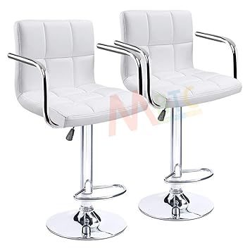 MBTC Cadbury Handrest Kitchen Cafeteria Bar Stool Chair in White (Set of 2)