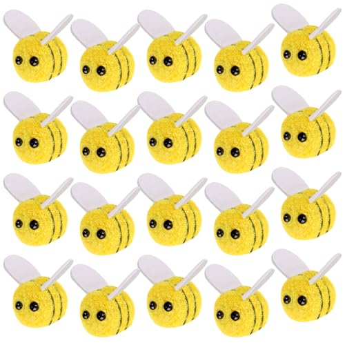 Photo 1 of 20 PCS Mini Wool Felt Bees Cute Bee Craft Supplies Felt Bees for Crafts Plush Bees Decor for Clothing Hats Bags Gift DIY Bee Themed Party Costume Accessories