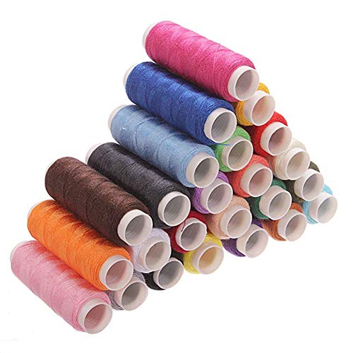 Domccy 24 PCS Multi-Coloured Yarn Thread Sew Thread Spool Spools for Sewing Machine 200 m Weaving Sewing Tools, Embroidery Tools, Craft Art Supplies - Thumbnail 3
