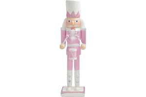 BrichLife 11.8" Tall Wooden Nutcracker Soldier Figure Decoration Traditional Wooden Nutcracker Soldier Christmas Decoration Doll Ornament Holiday Party Outdoor (Pink Drumming)