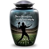 Football Cremation Urn – Quarterback Tribute Adult Urn for Human Ashes – Sports Fan Memorial Urn – Large Metal Funeral Urn for Men and Women – Holds Ashes Up to 210 lbs (Large)