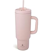 Manna Leisure Stainless Steel Insulated Tumbler with Leak-Proof Dual Function Lid - 40 Oz - Rose Quartz Powder Coat
