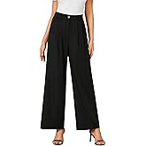 LYANER Women's High Waist Casual Wide Leg Long Palazzo Pants Button Down Loose Business Work Office Trousers with Pockets