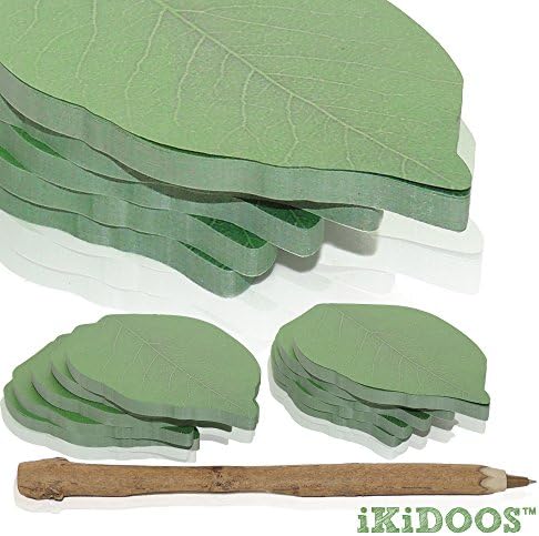 iKidoos Original Leaf Sticky Note pads, (500 Pages) note memo pads, Cute and Fun, 10 Pack Post-it INCLUDES 1 Branch Pen