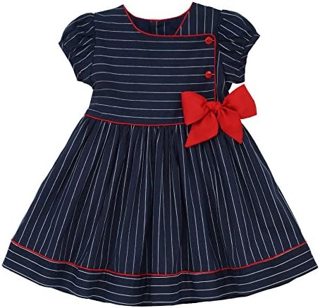 Marakitas Toddler &amp; Girl Party Special Occasion Short Sleeve Spring Sailor Dress Navy Blue (Blue With White Stripes, 3T)