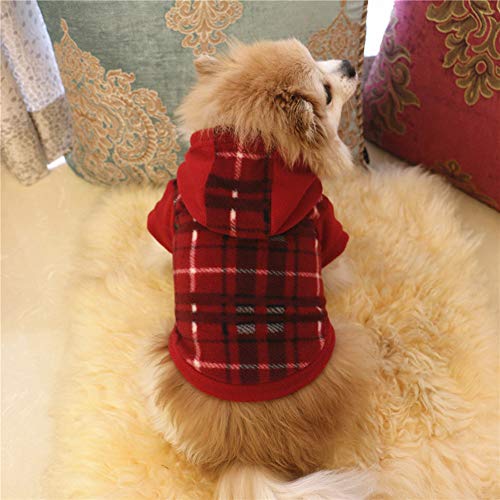 Longay Dog Pet Clothes Hoodie Warm Fleece Puppy Coat Apparel (Red, XS)