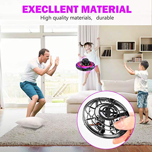 Flying Toy, FlyNova Flying Drones Toys Hand Operated Drones for Kids or Adults Stress Relief Interactive Cool Toys Rechargeable Scintillating RGB Light Mini UFO Drones for Indoor Outdoor Games