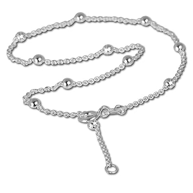 SilberDream Fußkette silber für Damen 925 Silberschmuck Kugel 28cm SDF007