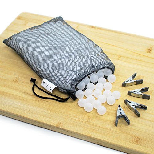 Gramercy Kitchen Co Sous Vide Water Balls, 250 Count | Includes FREE Clips to Attach Bags to Container during Cooking and Grey Mesh Drying Bag