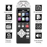 Digital Voice Recorder for Lectures by Aiworth - Tape Recorder Sound Audio Recorder Dictaphone Recording Device with Playback Variable Speed MP3, Flatten UI