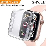 EZCO 2-Pack Compatible Apple Watch Series 4 Case 40mm 44mm, Soft TPU All-Around Screen Protector Cover Bumper Compatible iWatch 4 Smartwatch, Crystal Clear