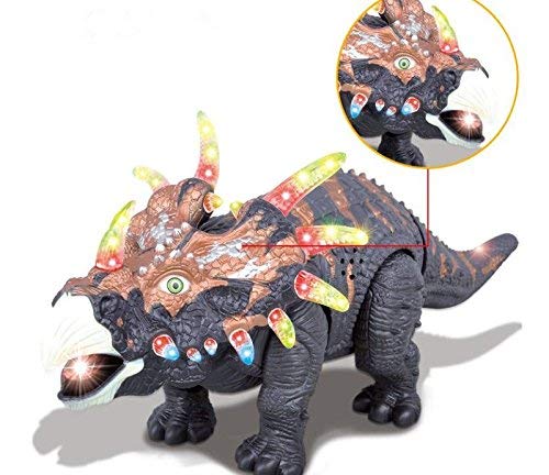 FanBell Walking Triceratops Dinosaur Toy Figure with Multicolor Lights & Loud Roar Sounds for for Boys and Girls Over 3 Years Old,Real Movement
