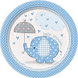 Blue Elephant Boy Baby Shower Dessert Plates, 8ct
