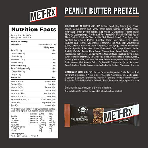 METRx Big 100 Colossal Protein Bars, Great as Healthy Meal Replacement