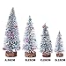 Napoo 4 Pieces Artificial Mini Snow Pine Tree Desktop Decorations, Christmas Bottle Brush Trees Miniature Accent Dining Table Top Centerpiece Ornaments Baby Shower (White)