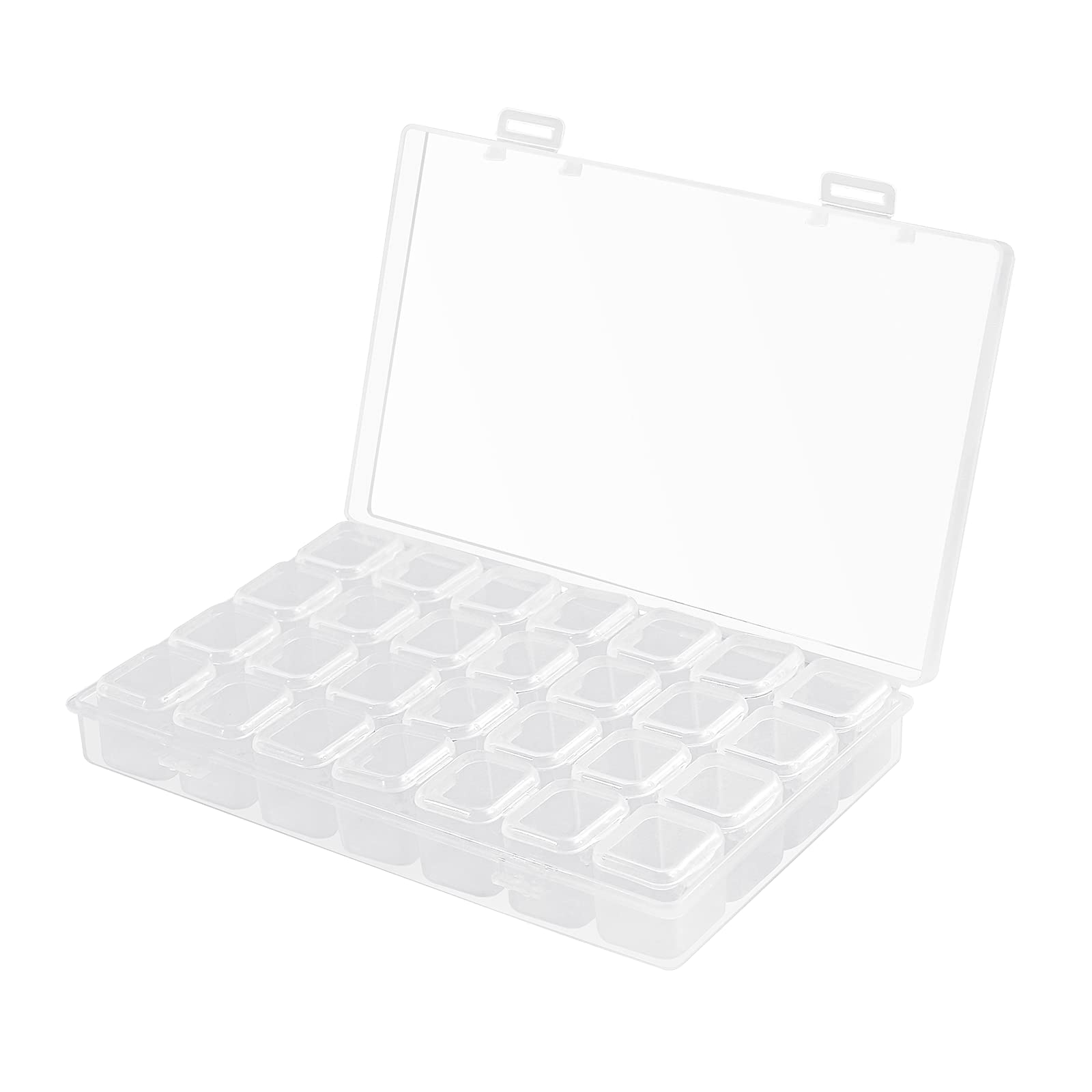 Gospire 28 Grids Diamond Box Clear Plastic Jewelry Craft Storage Container Diamond Painting Embroidery DIY Art Craft Accessory Organizer Case (Clear)