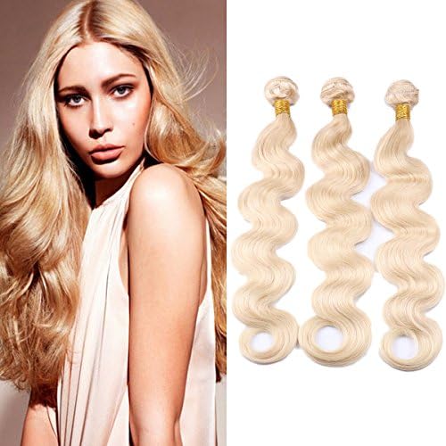 IUEENLY #613 Blonde Brazilian Body Wave Hair 4 Bundles 613 Blonde Human Hair Bundles Brazilian Virgin Hair Extensions (18 20 22 24inch)