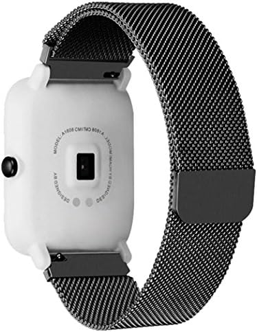 Oucan Xiaomi Amazfit Bip Youth Watch GD Stronger Magnetic Bracelet Band with Mental Button, Closure Replacement Strap Wrist Men for Xiaomi Amazfit Bip Youth Watch GD Smart Watch (Black)