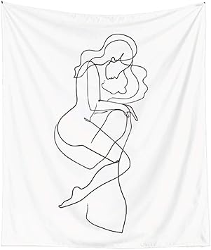 Amazon Co Jp タペストリー 韓国 おしゃれ シンプル 可愛い 壁掛け 大判 北欧 カップル ラインアート 線画 絵画 布ポスター ベッドサイド 吊り布 ファブリックポスター E Generic