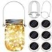 Solar Mason Jar Lid Lights,6 Pack 30 Led Fairy Firefly String Jar Lids Lights,6 Hangers Included(No Jars),Outdoor Solar Lantern for Patio Yard Garden Wedding Party Table Decor