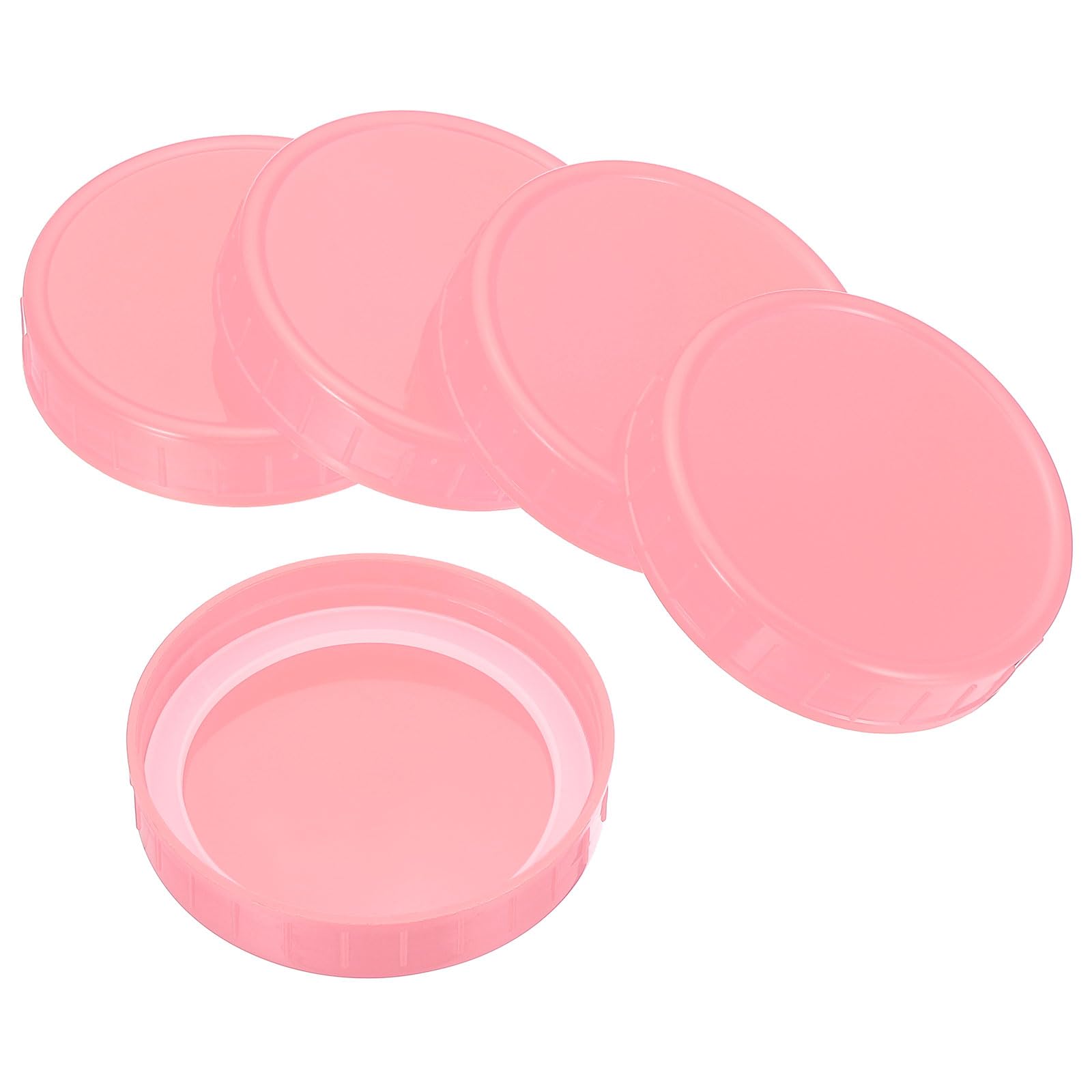 PATIKIL 86mm Wide Mouth Plastic Mason Jar Lids, 1Set/8 Pack Canning Jars Caps with Silicone Sealing Ring for Kitchen Storage, Pink
