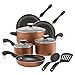 Paula Deen Signature Dishwasher Safe Nonstick Cookware Set / Pots and Pans Set - 11 Piece, Copper