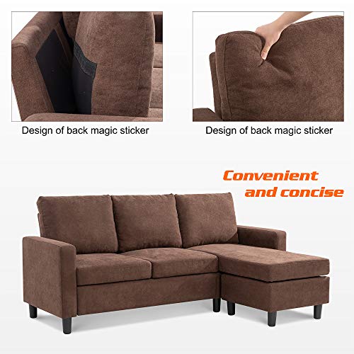 Walsunny Convertible Sectional Sofa for Small Space LShaped Couch with