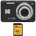 Kodak PIXPRO Friendly Zoom FZ55 Digital Camera (Black) with 32GB Class 10 UHS-I U1 SDHC Memory Card Bundle (2 Items)