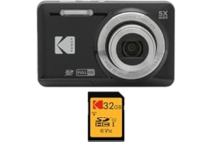 Kodak PIXPRO Friendly Zoom FZ55 Digital Camera (Black) with 32GB Class 10 UHS-I U1 SDHC Memory Card Bundle (2 Items)