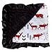 Dear Baby Gear Baby Blankets, Woodland Adventure Bear Moose Lumberjack Plaid, Minky Black, 32 Inches by 32 Inches