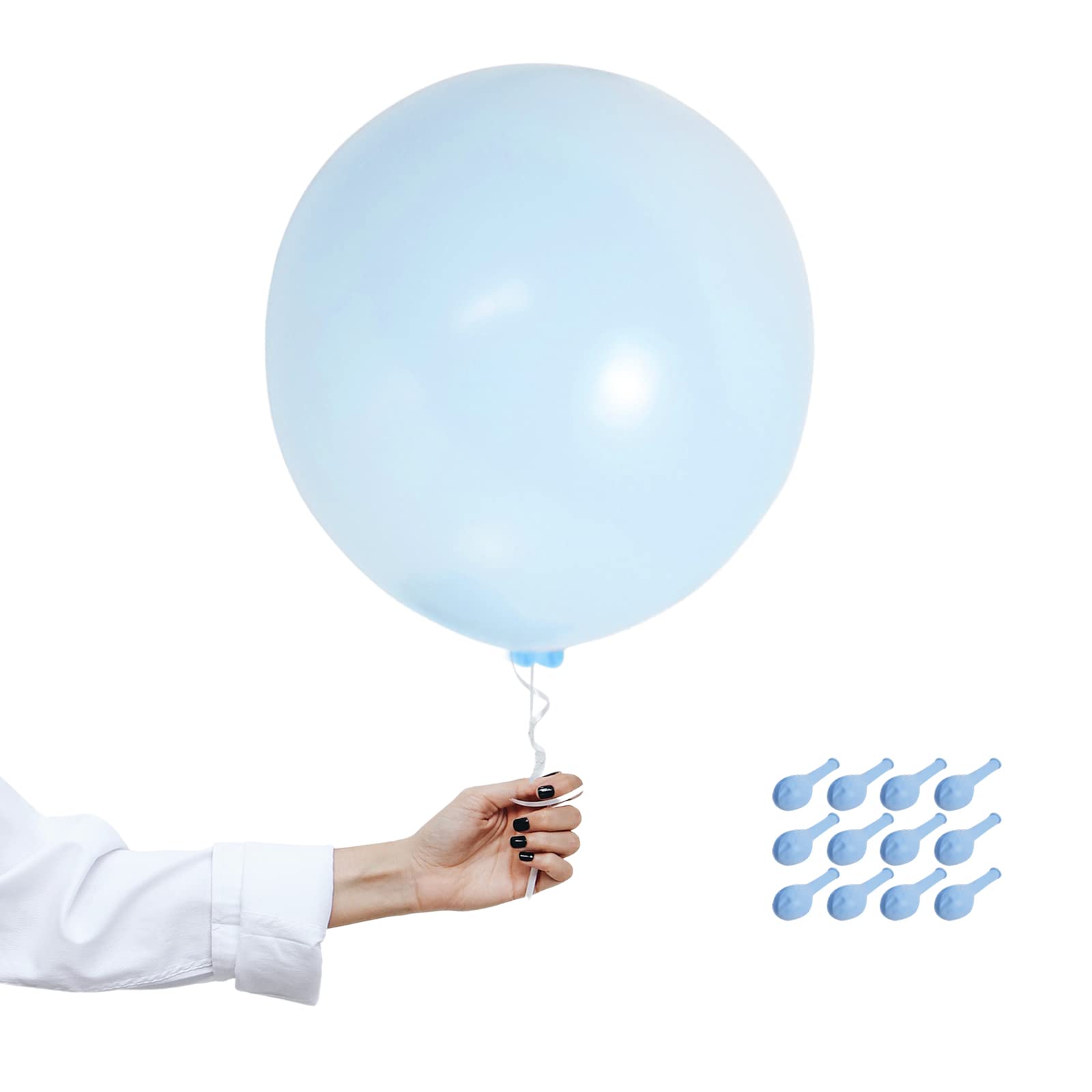 18 inch Baby Blue Balloons Macaron Blue Pastel Big Balloons, 12Pcs Large Balloons.Decoration Easter Party Balloon Helium Balloon Thick Balloons.for Easter Wedding Engagement Boy Baby Shower