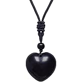 EDEN'S CALL Handcarved Crystal Stone Heart Pendant Necklace for Women Love Healing Quartz Pendant with Adjustable Cord