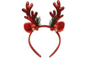Reindeer Antlers Headband,Christmas Red Reindeer Costume Headbands for Christmas Holiday Party